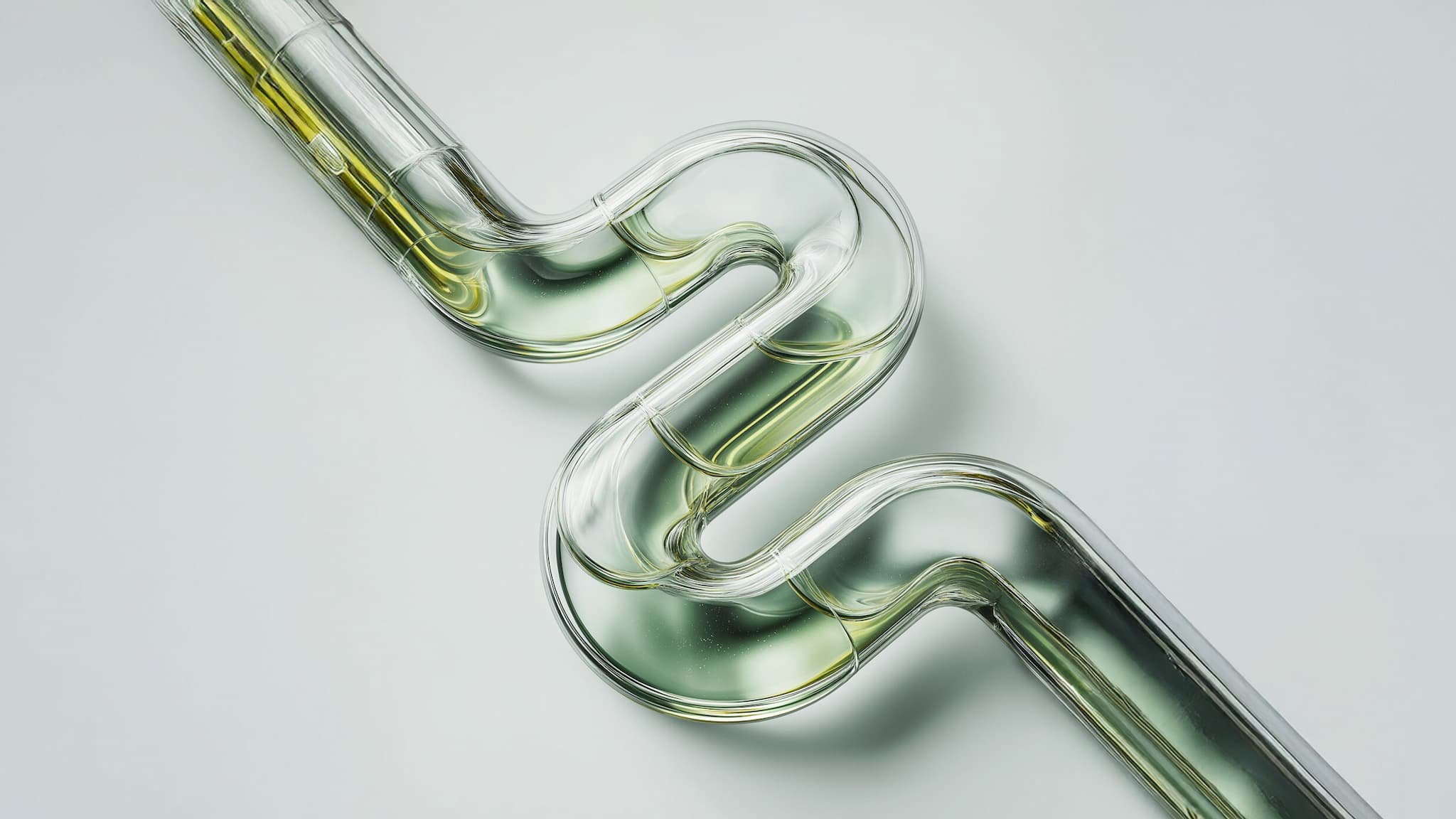 Darmähnliches gewölbtes Rohr aus Glas