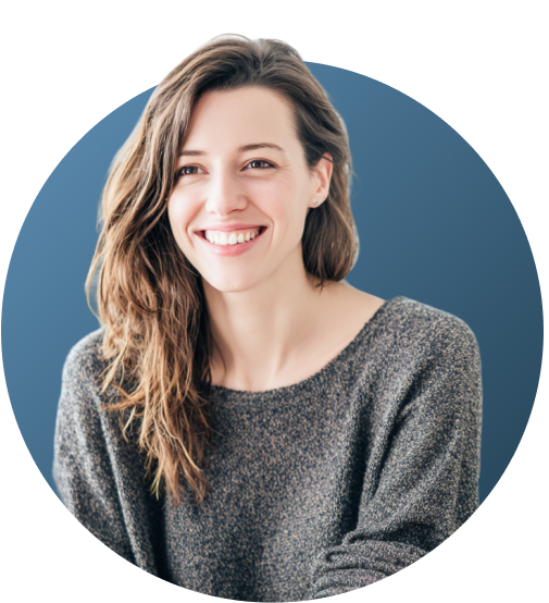 Bild mit Kreishintergrund und junger Frau in Frontalansicht