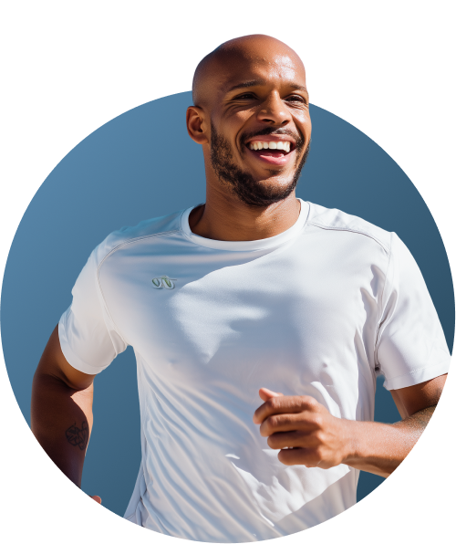 Rundes Bild mit Mann beim Joggen